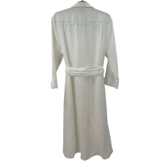 Saks Fifth Avenue Belted Linen Shirt Dress White XL - Picture 10 of 10
